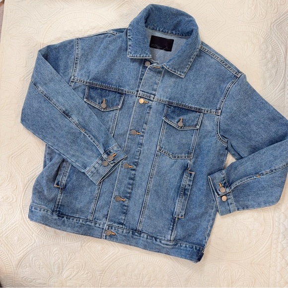 Oak fort men denim jacket medium light wash XS - Picture 1 of 11